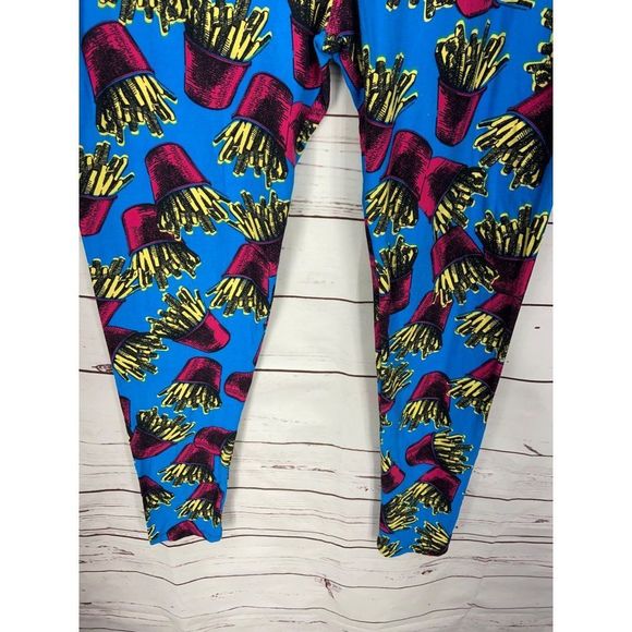 LuLaRoe LIMITED EDITION OS FRENCH FRY RARE NOVELTY  Leggings One Size - Picture 4 of 6